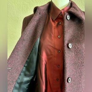 Two Piece Wool Jacket Silk Shirt Set